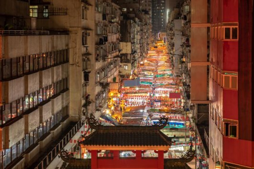 Hong Kong Temple Street Night Market Landscape Image